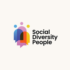 People Chat Talk Bubble Social Diversity Gradient Colorful Logo Vector icon illustration - 598813693