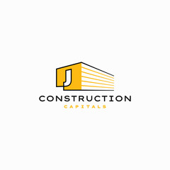 J Letter Construction 3D Perspective Logo Vector Icon Illustration