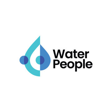 Clean Water Drop People Team Work Family Community Group Logo Vector Icon Illustration