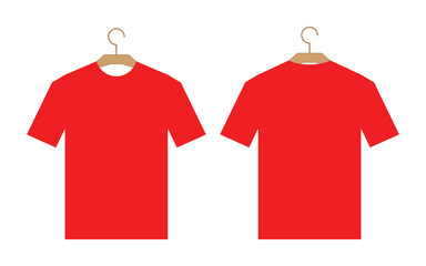 T-shirt mockup flat design front and back shape with empty space for text or image.