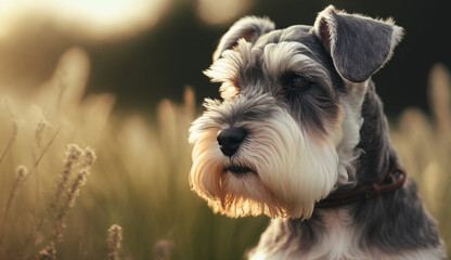 Miniature Schnauzer dog. beautiful instagram photography - Generative AI
