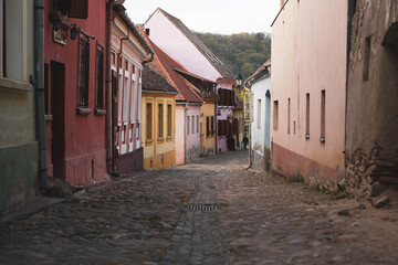 A beautiful medieval citadel city of Sighisoara in the heart of Romania, Transylvania travel destination in Eastern Europe.