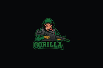 gorilla soldier wearing military steel helmet