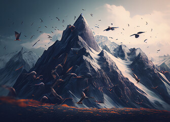 Frozen Mountains Kingdom: The Untouched Beauty of Snow Capped Mountain Peaks in the Vast Tundra Expanse