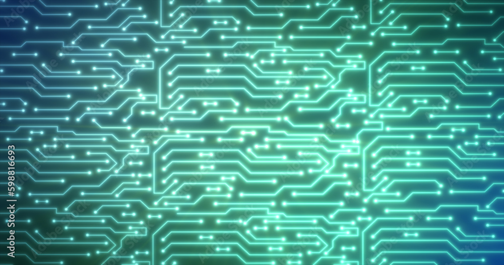 Poster abstract background of green computer circuit boards digital hi-tech futuristic of lines and dots