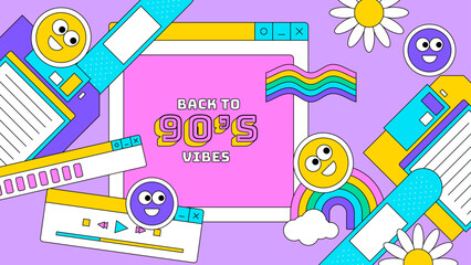 Obraz premium Vector flat style nostalgic background