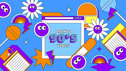 vector flat design colorful 90s party landing page