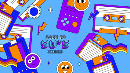 vector flat design colorful 90s party landing page