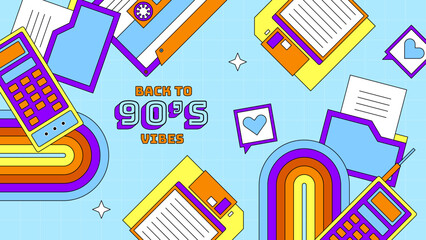 vector flat nostalgic 90's background