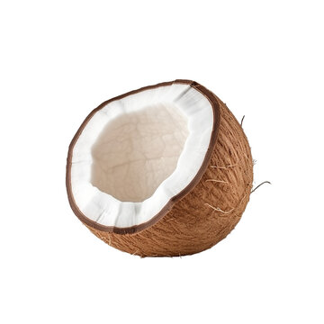 An open coconut isolated on transparent background, Generative AI