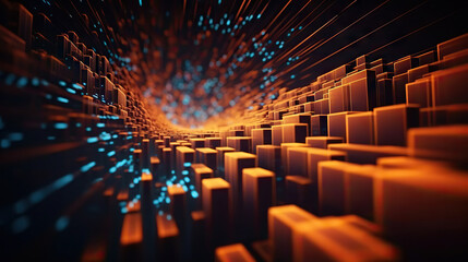 Fototapeta premium Modern abstract digital 3D background. Copy space. Based on Generative AI