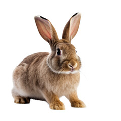 A brown rabbit isolated on transparent background, Generative AI
