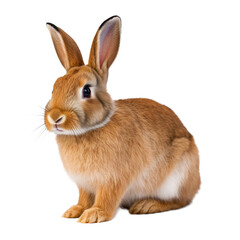 Obraz premium A brown rabbit isolated on transparent background, Generative AI