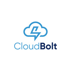 Obraz premium Modern logo combination of cloud and lightning. Perfect for a weather information technology company or the like.