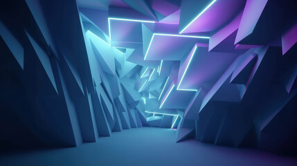 Modern abstract digital 3D background. Copy space. Based on Generative AI