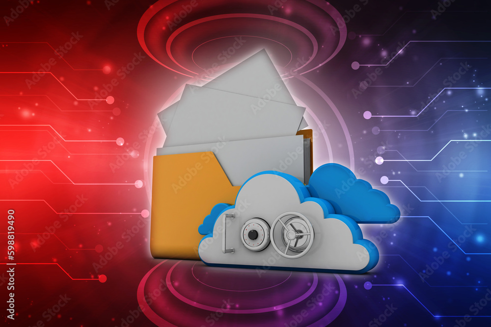 Poster 3d rendering cloud folder storage