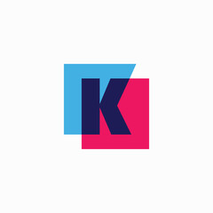 Letter K Lettermark Initial Multiply Overlapping Color Square Logo Vector Icon Illustration