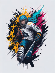 Hockey player sticker t shirt logo print design NHL winter sport 