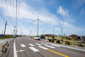 Jeju Island Sinchang Windmill Coastal Road