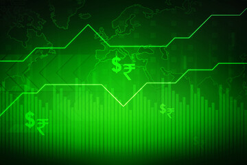 2d rendering Stock market online business concept. business Graph with indian rupee sign