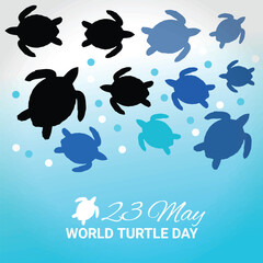 Naklejka premium World Turtle Day. 23 May. Holiday concept. Template for background, banner, card, poster with text inscription. Vector illustration