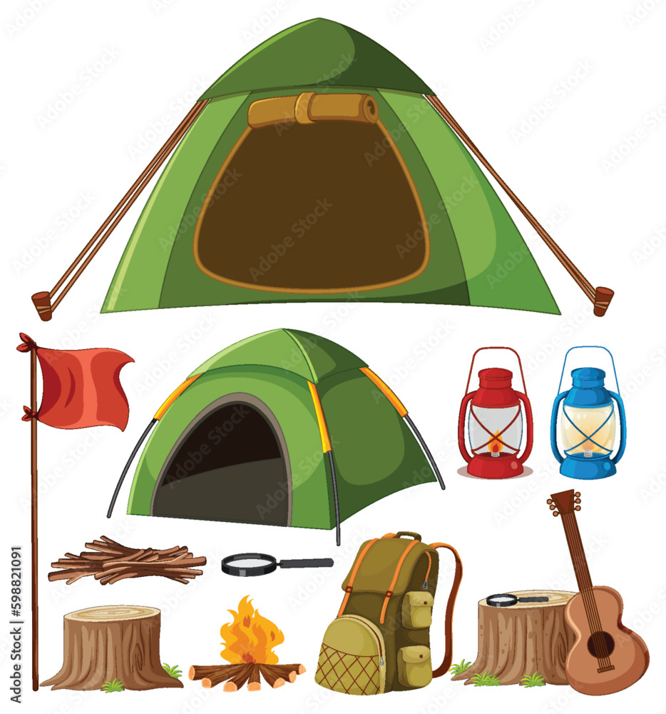 Wall mural Vector set of camping tents