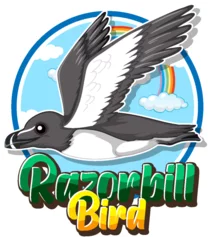 Abwaschbare Fototapete Kinder Razorbill bird logo with carton character