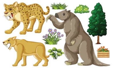 Fotobehang Kinderen Set of various extinct animals