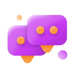 3D Realistic chat or online message icon illustration, 3d purple icon for app UI, question icon