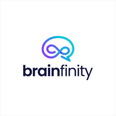 Modern brain and infinity combination logo with mono line style. Very suitable for use as a financial accounting and technology logo