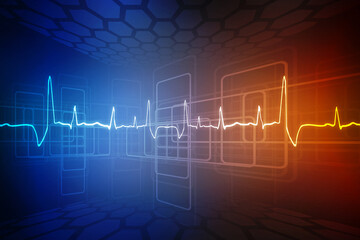 2D illustration Heart cardiogram background