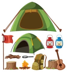 Fotobehang Kinderen Vector set of camping tents