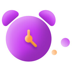 3d purple alarm clock icon symbol design, 3d play button for app UI