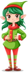 Fotobehang Kinderen Elf girl cartoon Christmas character