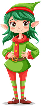 Elf girl cartoon Christmas character