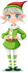 Elf girl cartoon Christmas character