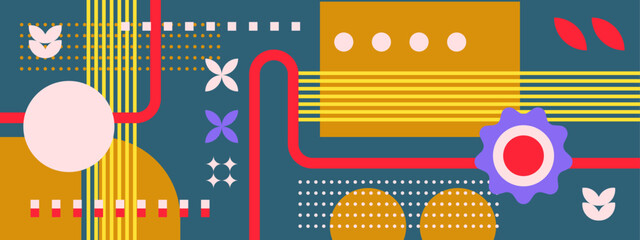 Obraz premium Geometric vector a retro style design banner.