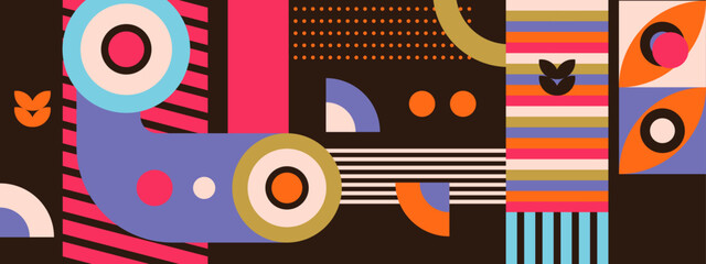 Obraz premium Old style abstract geometrict colorful vintage design banner