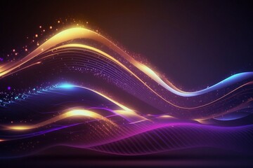 Fototapeta premium Glowing particles and wavy wallpaper 