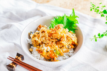 野菜のかき揚げとじ丼