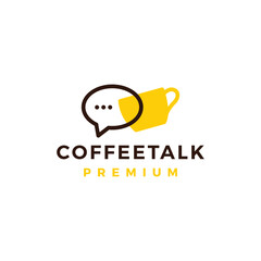 Coffee Talk Chat Bubble Cup Cafe Social Message Logo Vector Icon Illustration