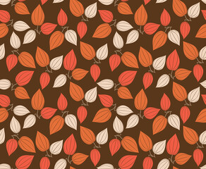 Japanese Bud Leaf Vector Seamless Pattern