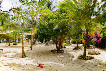 Beach holidays. Dam Bay on an island near Nha Trang in Vietnam. Tourist destination.