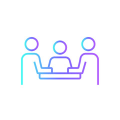 Meeting Business icon with blue duotone style. team, professional, computer, talking, businesswoman, strategy, online. Vector illustration