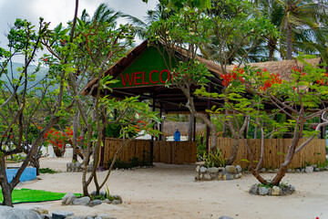 Beach holidays. Dam Bay on an island near Nha Trang in Vietnam. Tourist destination. 