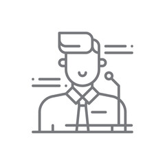 Speaker Business icon with black outline style. speech, sound, communication, equipment, audio, communicate, broadcast. Vector illustration