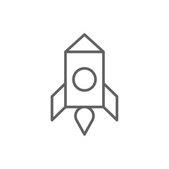 Start Up Business icon with black outline style. rocket, concept, development, innovation, spaceship, solution, teamwork. Vector illustration