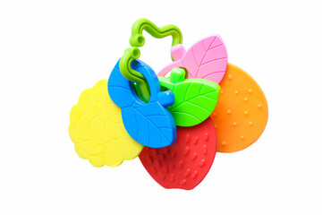 Baby rattle in the shape of different fruits