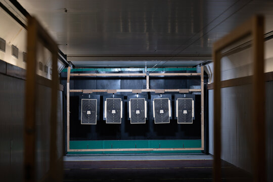 Indoor Shooting Range with Target in Switzerland.