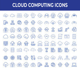 Cloud computing icons.  Computing data and File storage icons., Cloud storage icon set for applications or websites